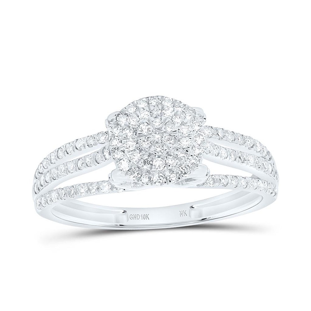White Gold Round Diamond Ring - 3/8 Carat Total Diamond Weight