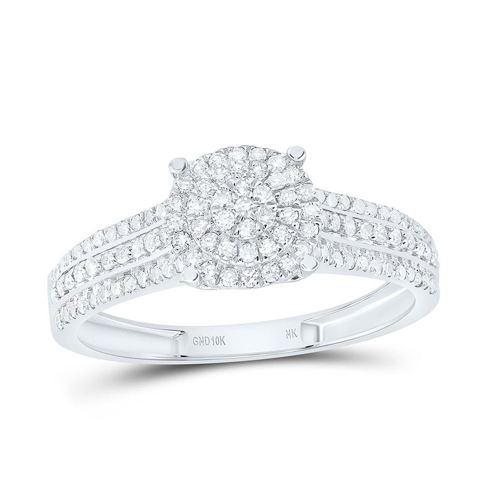 White Gold Round Diamond Ring - 3/8 Carat Total Diamond Weight