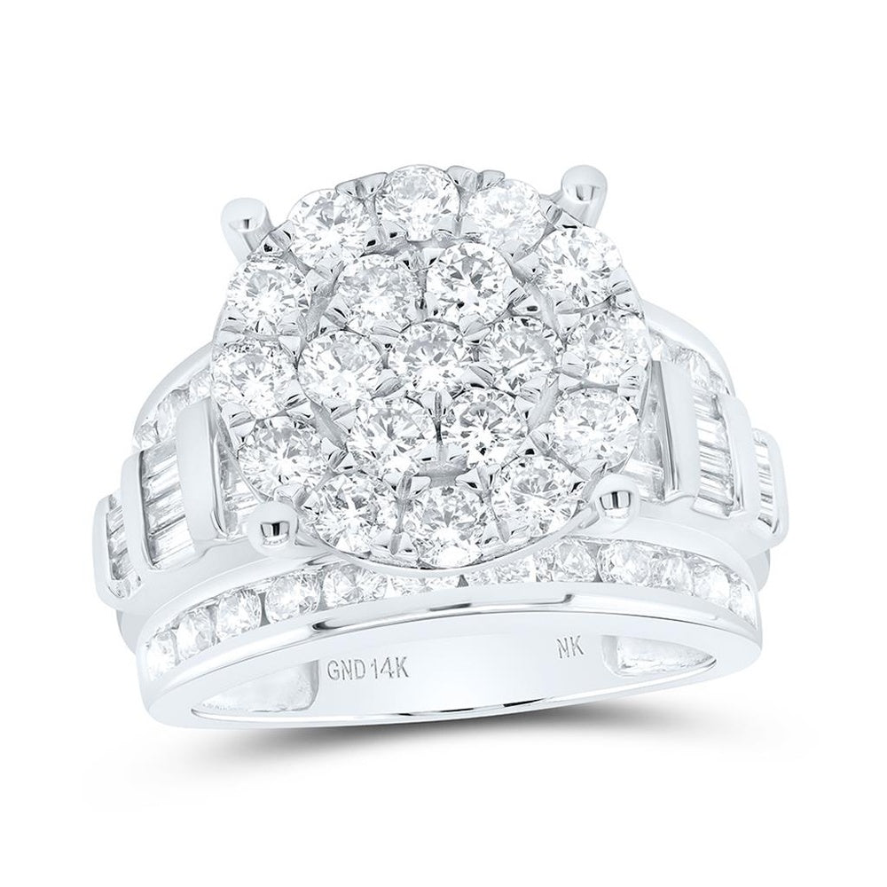 White Gold Round Diamond Ring - 3 Carat Total Diamond Weight