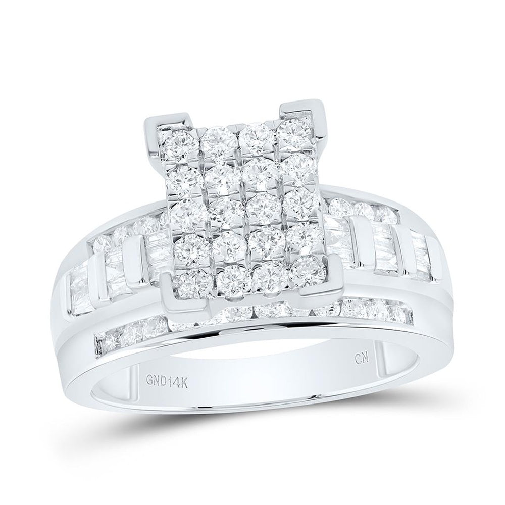 White Gold Round Diamond Ring - 7/8 Carat Total Diamond Weight