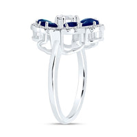 White Gold Sapphire and Diamond Heart Ring - 1/2 Carat Total Gemstone Weight
