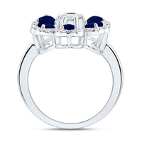 White Gold Sapphire and Diamond Heart Ring - 1/2 Carat Total Gemstone Weight