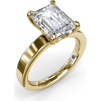 Wide Band Engagement Ring Setting with Emerald Cut by Fana