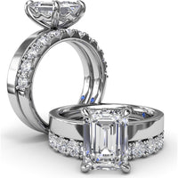 Wide Band Engagement Ring Setting with Emerald Cut by Fana