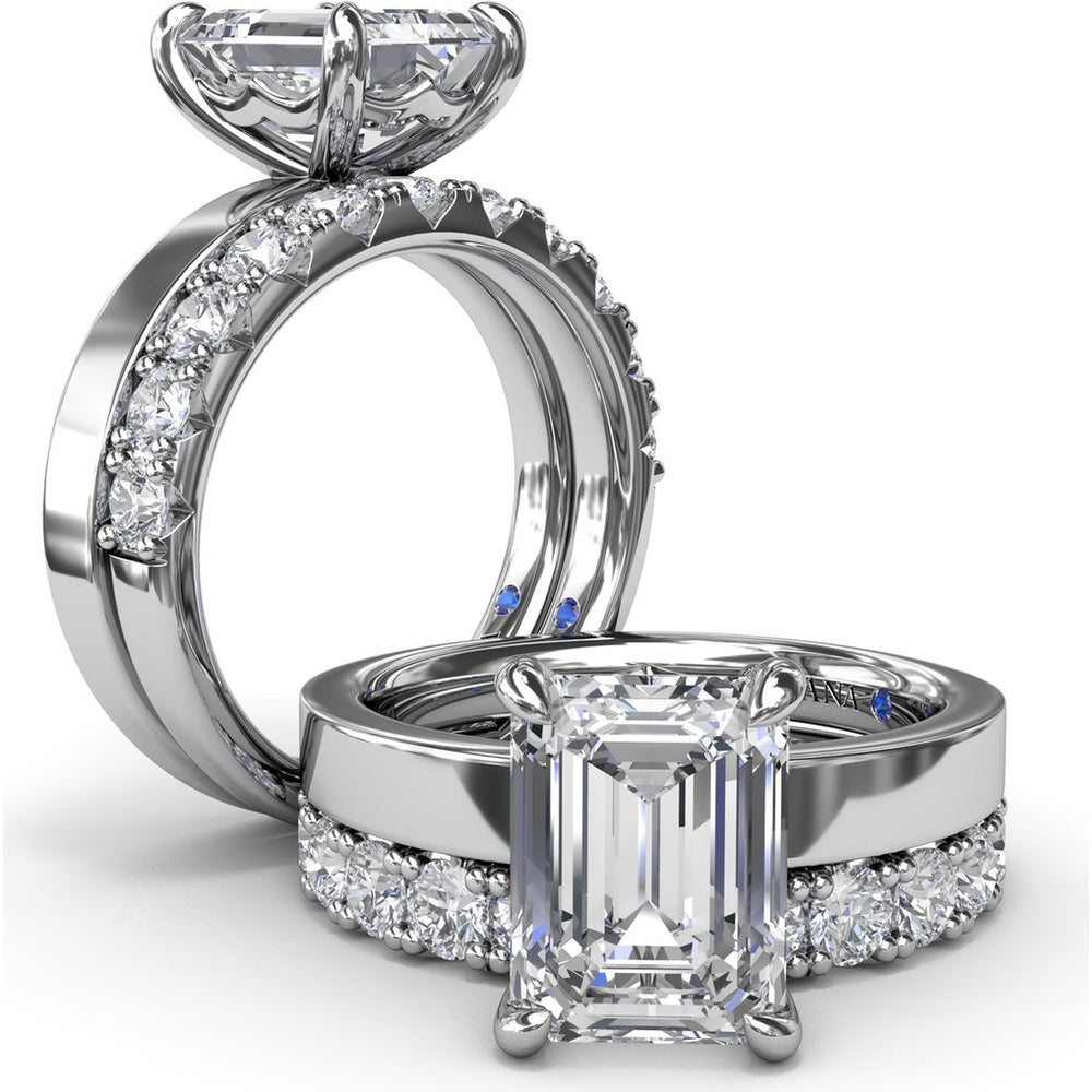 Wide Band Engagement Ring Setting with Emerald Cut by Fana