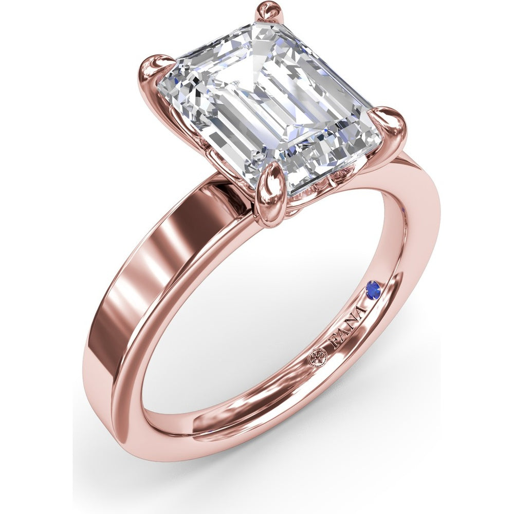 Wide Band Engagement Ring Setting with Emerald Cut by Fana