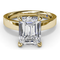 Wide Band Engagement Ring Setting with Emerald Cut by Fana