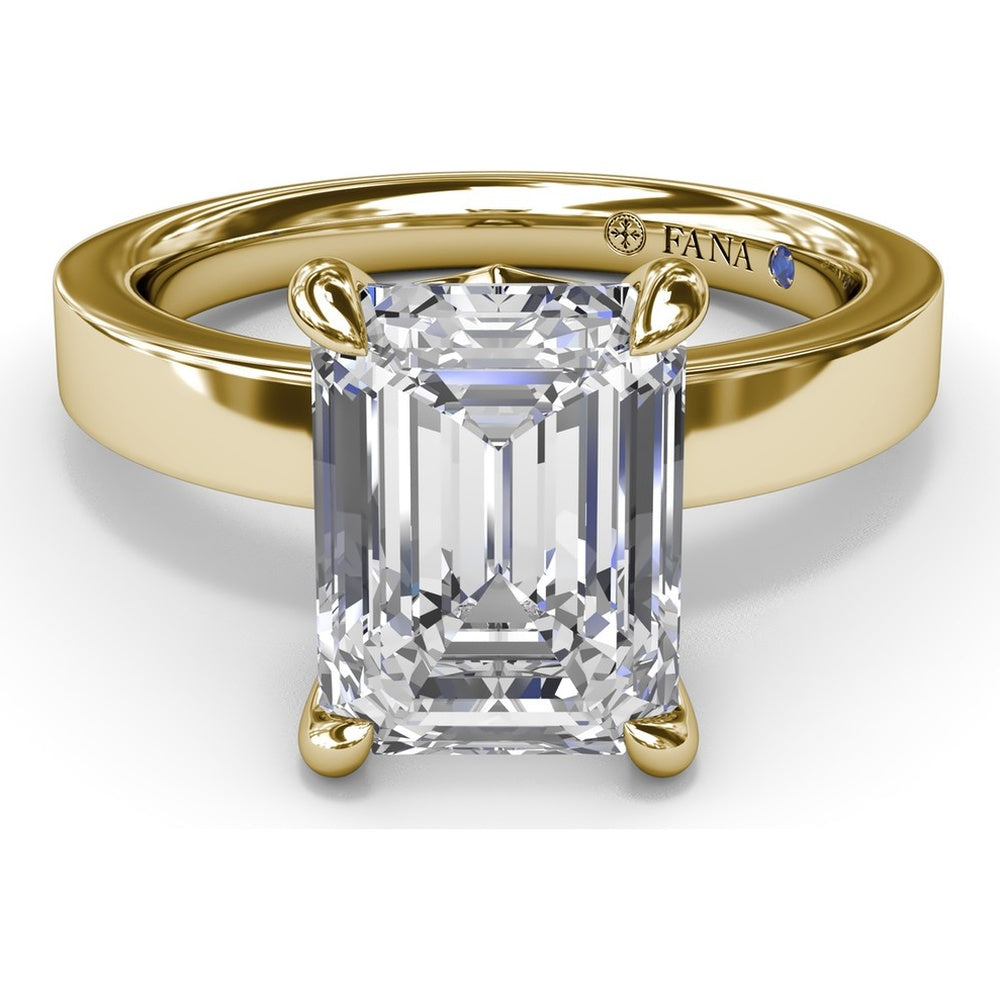 Wide Band Engagement Ring Setting with Emerald Cut by Fana