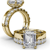 Wide Band Engagement Ring Setting with Emerald Cut by Fana