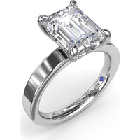 Wide Band Engagement Ring Setting with Emerald Cut by Fana