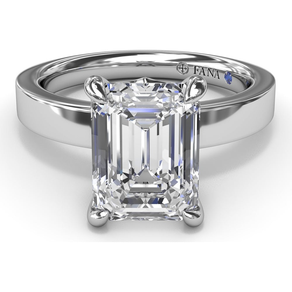 Wide Band Engagement Ring Setting with Emerald Cut by Fana