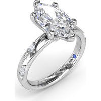 Wide Band Engagement Ring Setting with Marquise and Round Diamond Accents by Fana - 0.25 Carat Total Diamond Weight