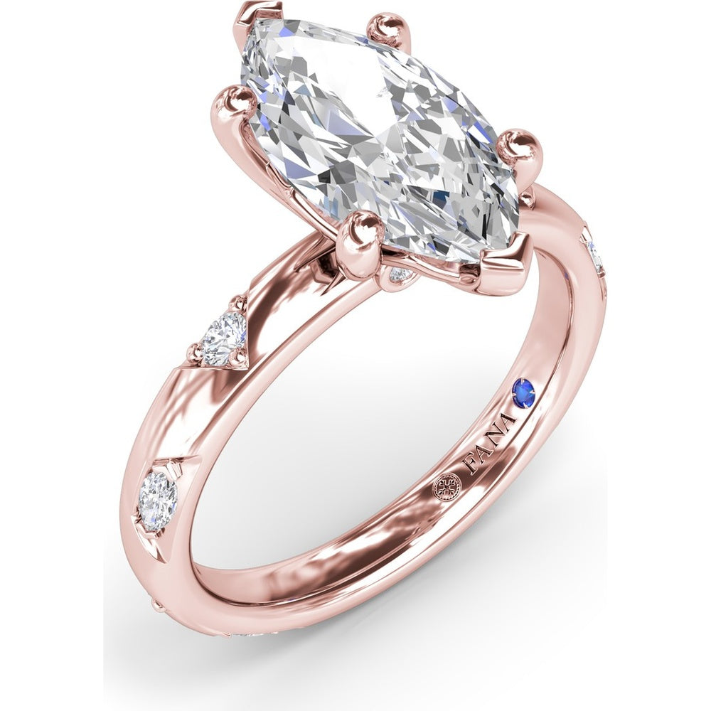 Wide Band Engagement Ring Setting with Marquise and Round Diamond Accents by Fana - 0.25 Carat Total Diamond Weight