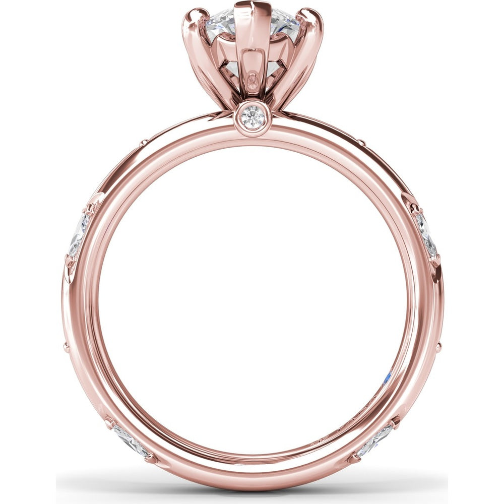 Wide Band Engagement Ring Setting with Marquise and Round Diamond Accents by Fana - 0.25 Carat Total Diamond Weight