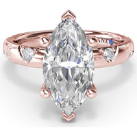 Wide Band Engagement Ring Setting with Marquise and Round Diamond Accents by Fana - 0.25 Carat Total Diamond Weight