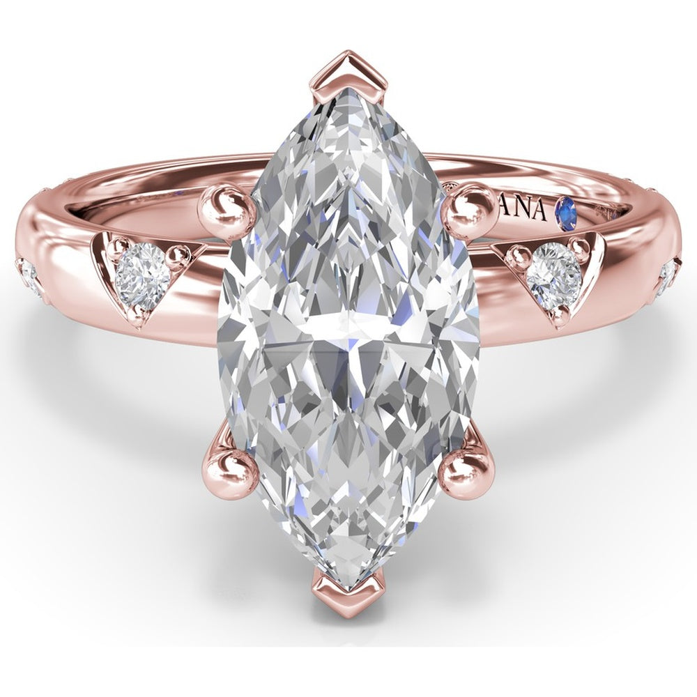 Wide Band Engagement Ring Setting with Marquise and Round Diamond Accents by Fana - 0.25 Carat Total Diamond Weight