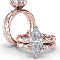 Wide Band Engagement Ring Setting with Marquise and Round Diamond Accents by Fana - 0.25 Carat Total Diamond Weight