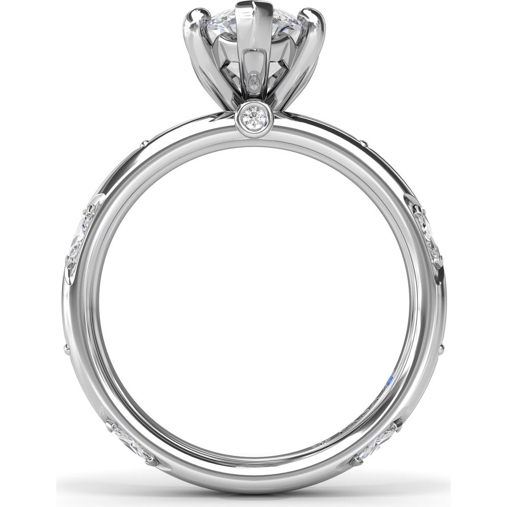 Wide Band Engagement Ring Setting with Marquise and Round Diamond Accents by Fana - 0.25 Carat Total Diamond Weight