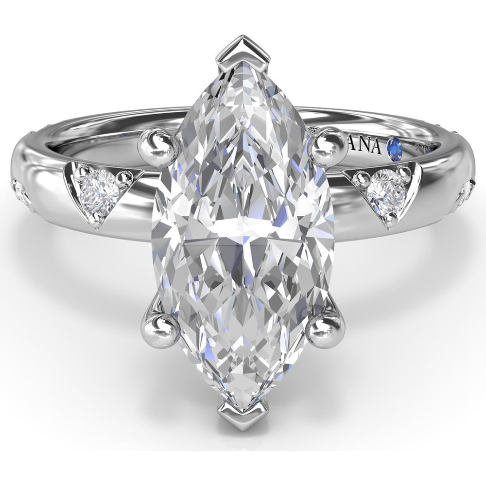 Wide Band Engagement Ring Setting with Marquise and Round Diamond Accents by Fana - 0.25 Carat Total Diamond Weight