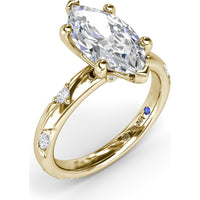Wide Band Engagement Ring Setting with Marquise and Round Diamond Accents by Fana - 0.25 Carat Total Diamond Weight