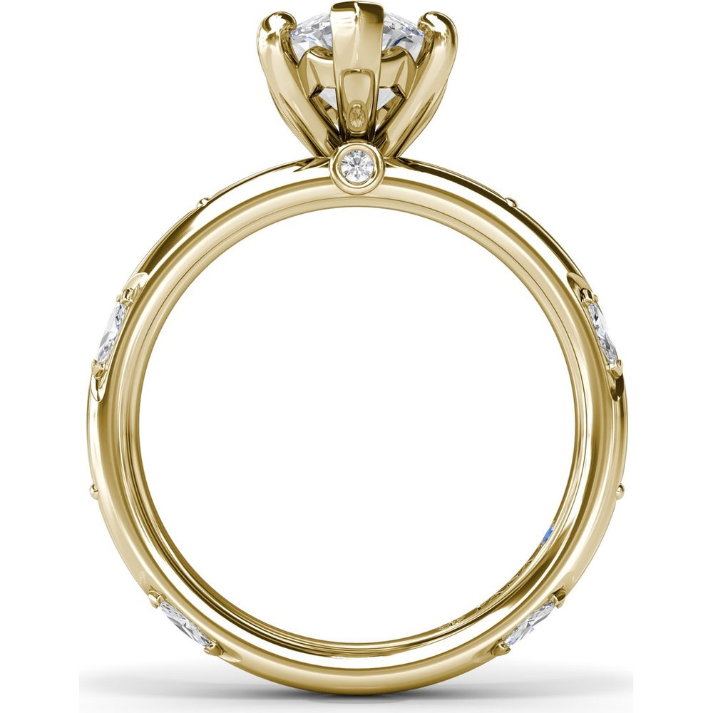Wide Band Engagement Ring Setting with Marquise and Round Diamond Accents by Fana - 0.25 Carat Total Diamond Weight