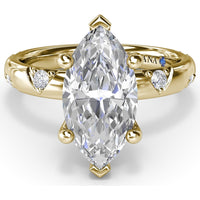 Wide Band Engagement Ring Setting with Marquise and Round Diamond Accents by Fana - 0.25 Carat Total Diamond Weight