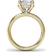 Wide Band Engagement Ring Setting with Round Diamond Hidden Halo and Accents by Fana - 0.09 Carat Total Diamond Weight