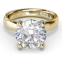 Wide Band Engagement Ring Setting with Round Diamond Hidden Halo and Accents by Fana - 0.09 Carat Total Diamond Weight