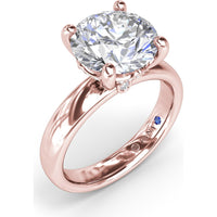 Wide Band Engagement Ring Setting with Round Diamond Hidden Halo and Accents by Fana - 0.09 Carat Total Diamond Weight