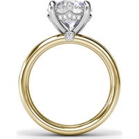 Wide Band Engagement Ring Setting with Round Diamond Hidden Halo and Accents by Fana - 0.09 Carat Total Diamond Weight