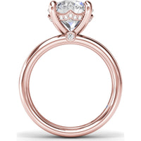 Wide Band Engagement Ring Setting with Round Diamond Hidden Halo and Accents by Fana - 0.09 Carat Total Diamond Weight