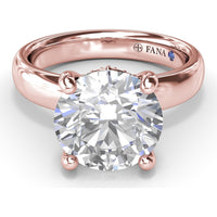 Wide Band Engagement Ring Setting with Round Diamond Hidden Halo and Accents by Fana - 0.09 Carat Total Diamond Weight