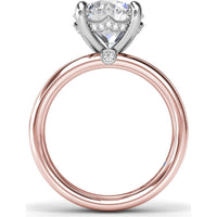 Wide Band Engagement Ring Setting with Round Diamond Hidden Halo and Accents by Fana - 0.09 Carat Total Diamond Weight