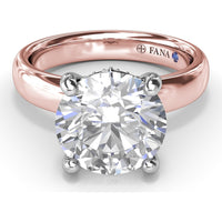Wide Band Engagement Ring Setting with Round Diamond Hidden Halo and Accents by Fana - 0.09 Carat Total Diamond Weight
