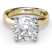 Wide Band Engagement Ring Setting with Round Diamond Hidden Halo and Accents by Fana - 0.09 Carat Total Diamond Weight