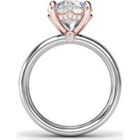Wide Band Engagement Ring Setting with Round Diamond Hidden Halo and Accents by Fana - 0.09 Carat Total Diamond Weight