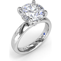 Wide Band Engagement Ring Setting with Round Diamond Hidden Halo and Accents by Fana - 0.09 Carat Total Diamond Weight