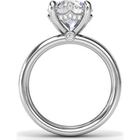 Wide Band Engagement Ring Setting with Round Diamond Hidden Halo and Accents by Fana - 0.09 Carat Total Diamond Weight