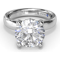 Wide Band Engagement Ring Setting with Round Diamond Hidden Halo and Accents by Fana - 0.09 Carat Total Diamond Weight