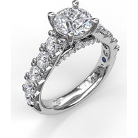 Wide Band Engagement Ring Setting with Split Shank and Hidden Halo Pavé Round Diamonds by Fana - 1.08 Carat Total Diamond Weight