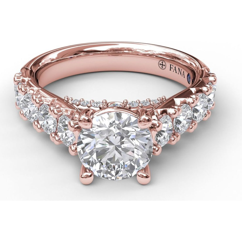 Wide Band Engagement Ring Setting with Split Shank and Hidden Halo Pavé Round Diamonds by Fana - 1.08 Carat Total Diamond Weight