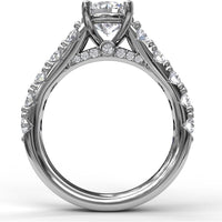 Wide Band Engagement Ring Setting with Split Shank and Hidden Halo Pavé Round Diamonds by Fana - 1.08 Carat Total Diamond Weight