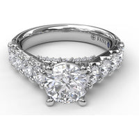 Wide Band Engagement Ring Setting with Split Shank and Hidden Halo Pavé Round Diamonds by Fana - 1.08 Carat Total Diamond Weight