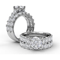 Wide Band Engagement Ring Setting with Split Shank and Hidden Halo Pavé Round Diamonds by Fana - 1.08 Carat Total Diamond Weight