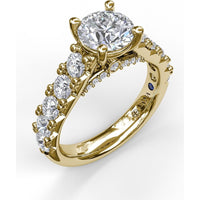 Wide Band Engagement Ring Setting with Split Shank and Hidden Halo Pavé Round Diamonds by Fana - 1.08 Carat Total Diamond Weight