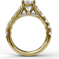 Wide Band Engagement Ring Setting with Split Shank and Hidden Halo Pavé Round Diamonds by Fana - 1.08 Carat Total Diamond Weight