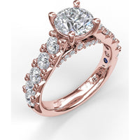 Wide Band Engagement Ring Setting with Split Shank and Hidden Halo Pavé Round Diamonds by Fana - 1.08 Carat Total Diamond Weight