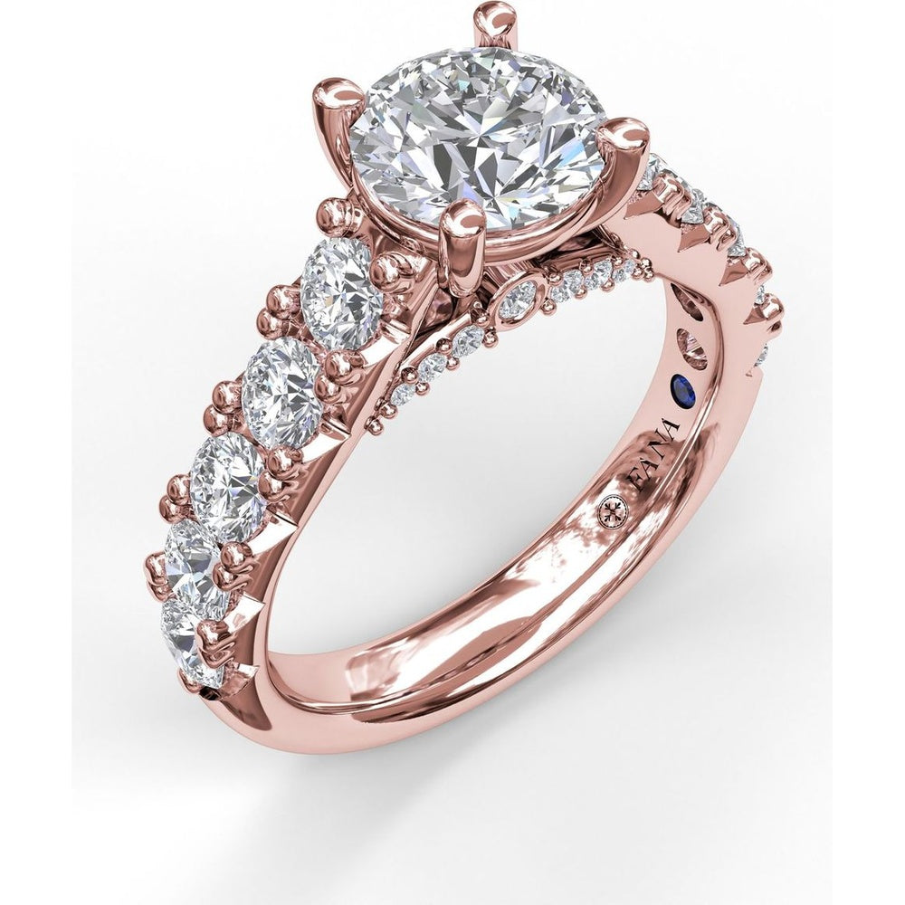 Wide Band Engagement Ring Setting with Split Shank and Hidden Halo Pavé Round Diamonds by Fana - 1.08 Carat Total Diamond Weight