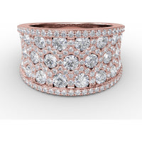 Wide Band Ring with Hexagon Cutouts, Pavé and Milgrain Detailing by Fana - 2.82 Carat Total Diamond Weight