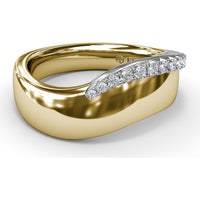 Wide Band Ring with Pavé Set Round Diamonds by Fana - 0.17 Carat Total Diamond Weight